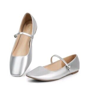 MUSSHOE Mary Jane Flats for Women: Classic Square Toe Ballet Flats with Strap -